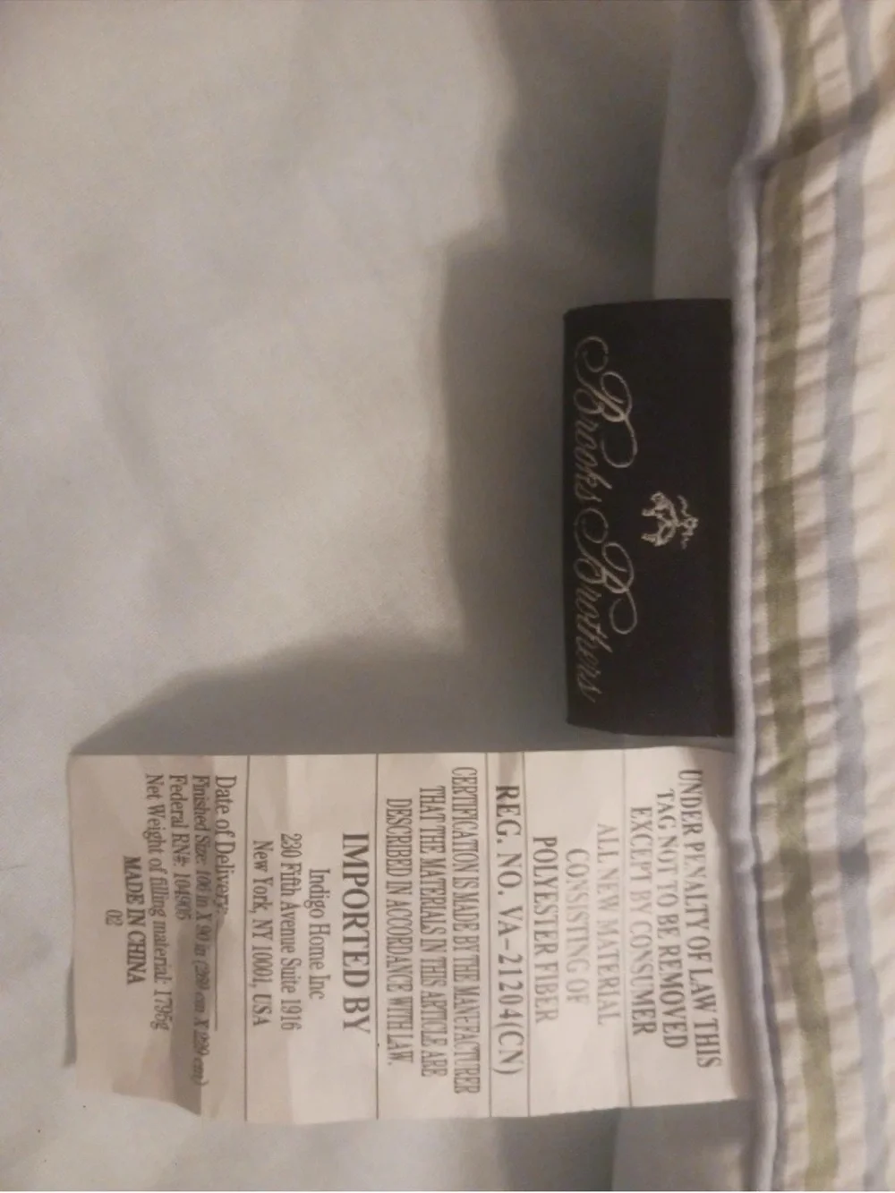 Brooks Brothers Striped Seersucker Comforter in Cream and Pale Blue